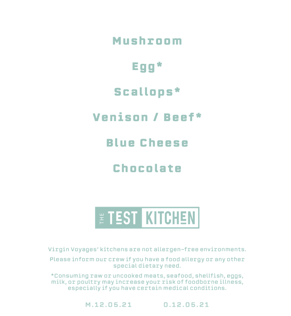 Test Kitchen Menu